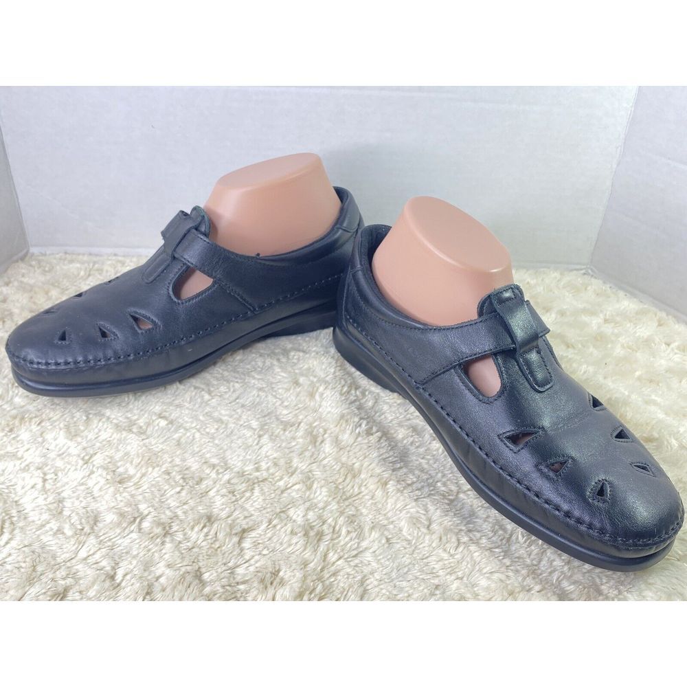 SAS Womens Shoes Sz 10 Wide Black Mary Jane Top Cut Out Decos Comfort Ortho‎ S3